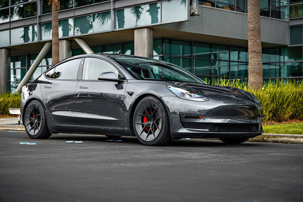 Gray Tesla Model 3 on 20 Inch UP Forged UP-RW Road Warrior Wheels