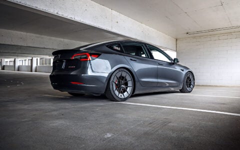 Gray Tesla Model 3 on 20 Inch UP Forged UP-RW Road Warrior Wheels