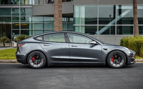 Gray Tesla Model 3 on 20 Inch UP Forged UP-RW Road Warrior Wheels