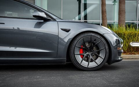 Gray Tesla Model 3 on 20 Inch UP Forged UP-RW Road Warrior Wheels