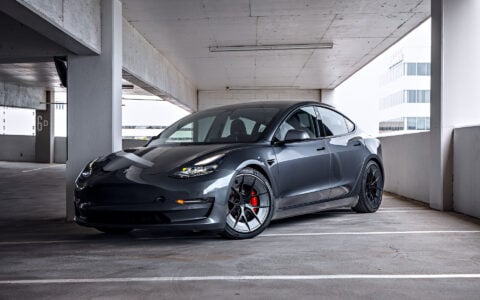 Gray Tesla Model 3 on 20 Inch UP Forged UP-RW Road Warrior Wheels