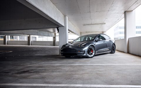 Gray Tesla Model 3 on 20 Inch UP Forged UP-RW Road Warrior Wheels