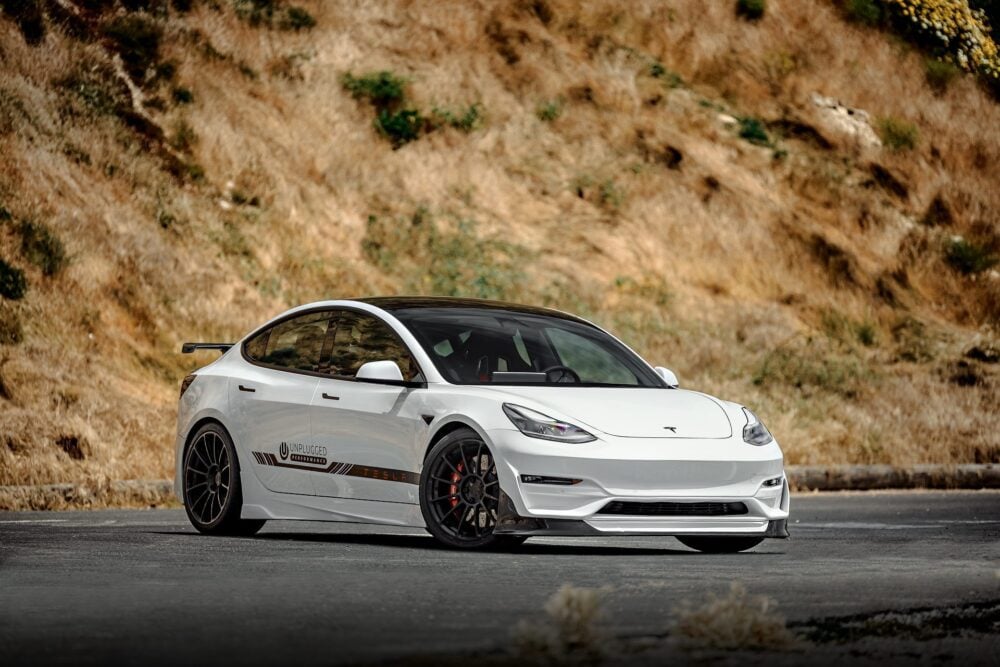Pearl White Multi-Coat Unplugged Performance Model 3 Ascension-R