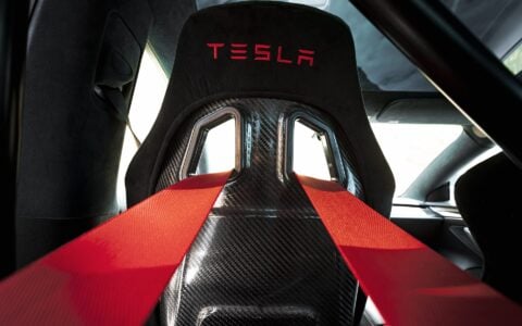 Pearl White Multi-Coat Unplugged Performance Tesla Model 3 Ascension-R - Carbon Fiber Aero, Race Suspension, Ceramic Brakes, Bucket Seats, Wing, and Forged Wheels