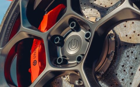 Satin Red Tesla Model 3 - UP-05 Wheels in Satin Black