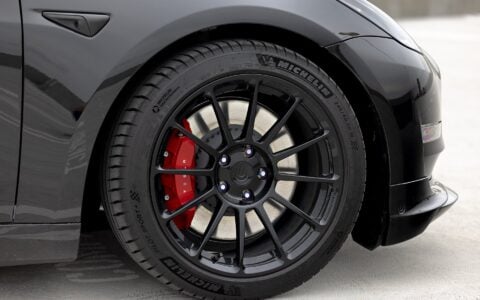 Black Tesla Model 3 on 18 inch UP-03 Forged Wheels in Gloss Black