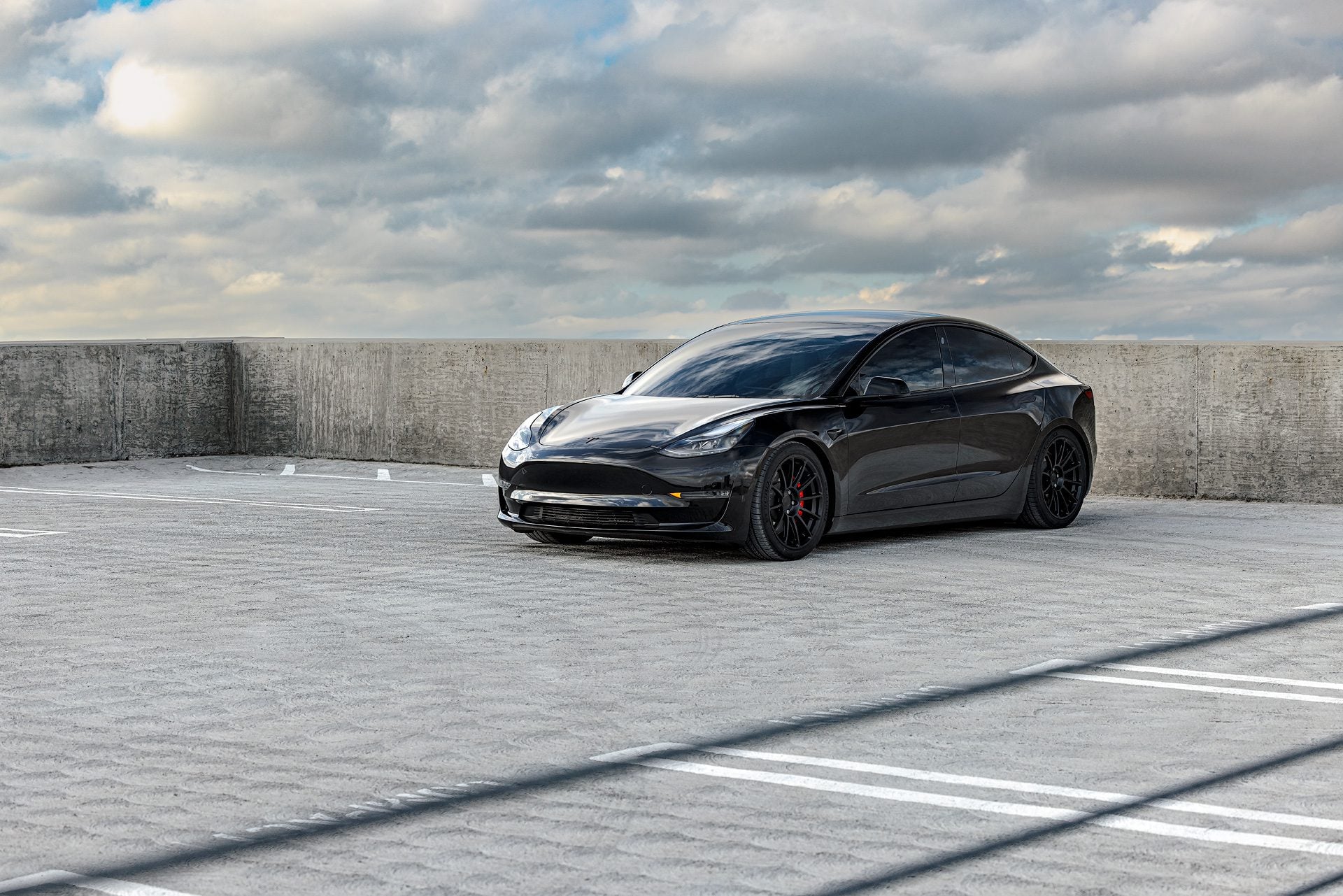 Black Tesla Model 3 – UP-03 Forged Wheels in Satin Black