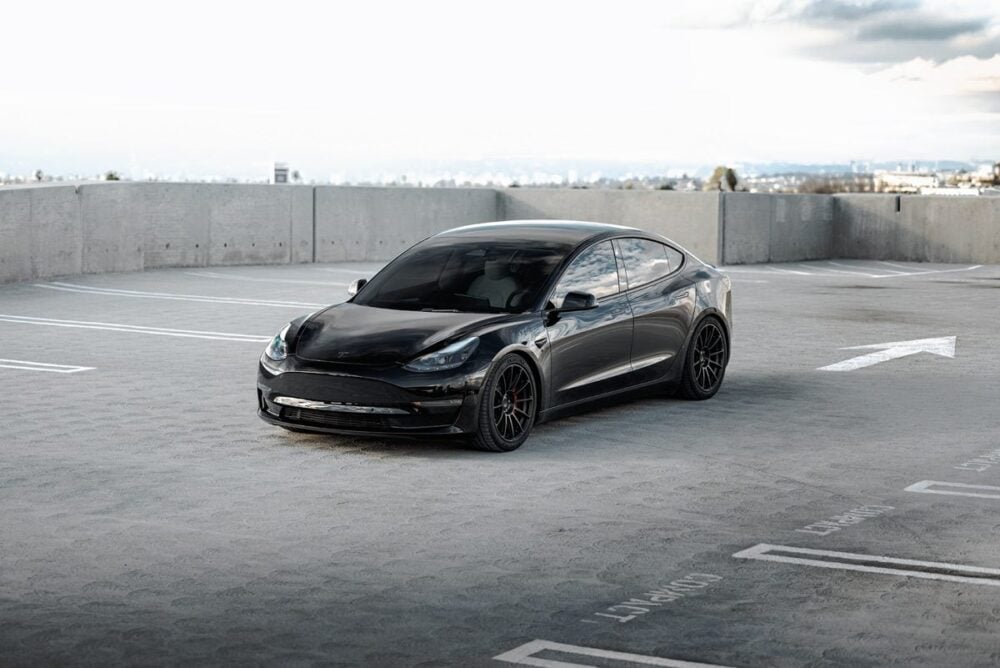 Black Tesla Model 3 – UP-03 Forged Wheels in Satin Black
