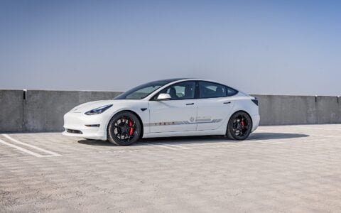White Tesla Model 3 Satin Black UP-05 Wheels Unplugged Performance (1)