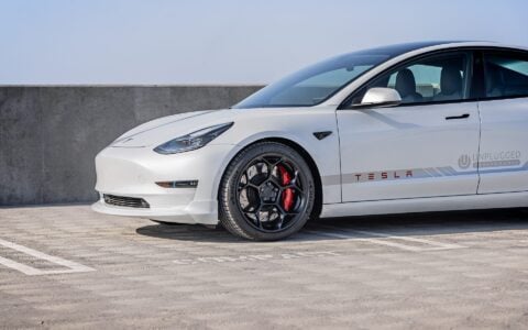 White Tesla Model 3 Satin Black UP-05 Wheels Unplugged Performance (2)
