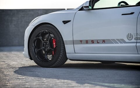 White Tesla Model 3 Satin Black UP-05 Wheels Unplugged Performance (21)