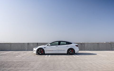 White Tesla Model 3 Satin Black UP-05 Wheels Unplugged Performance (6)